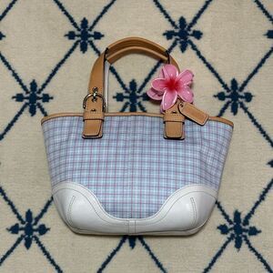 Coach Vintage Y2K Soho Tattersall Plaid Twill Tote 2004 1821 - Blue/Pink